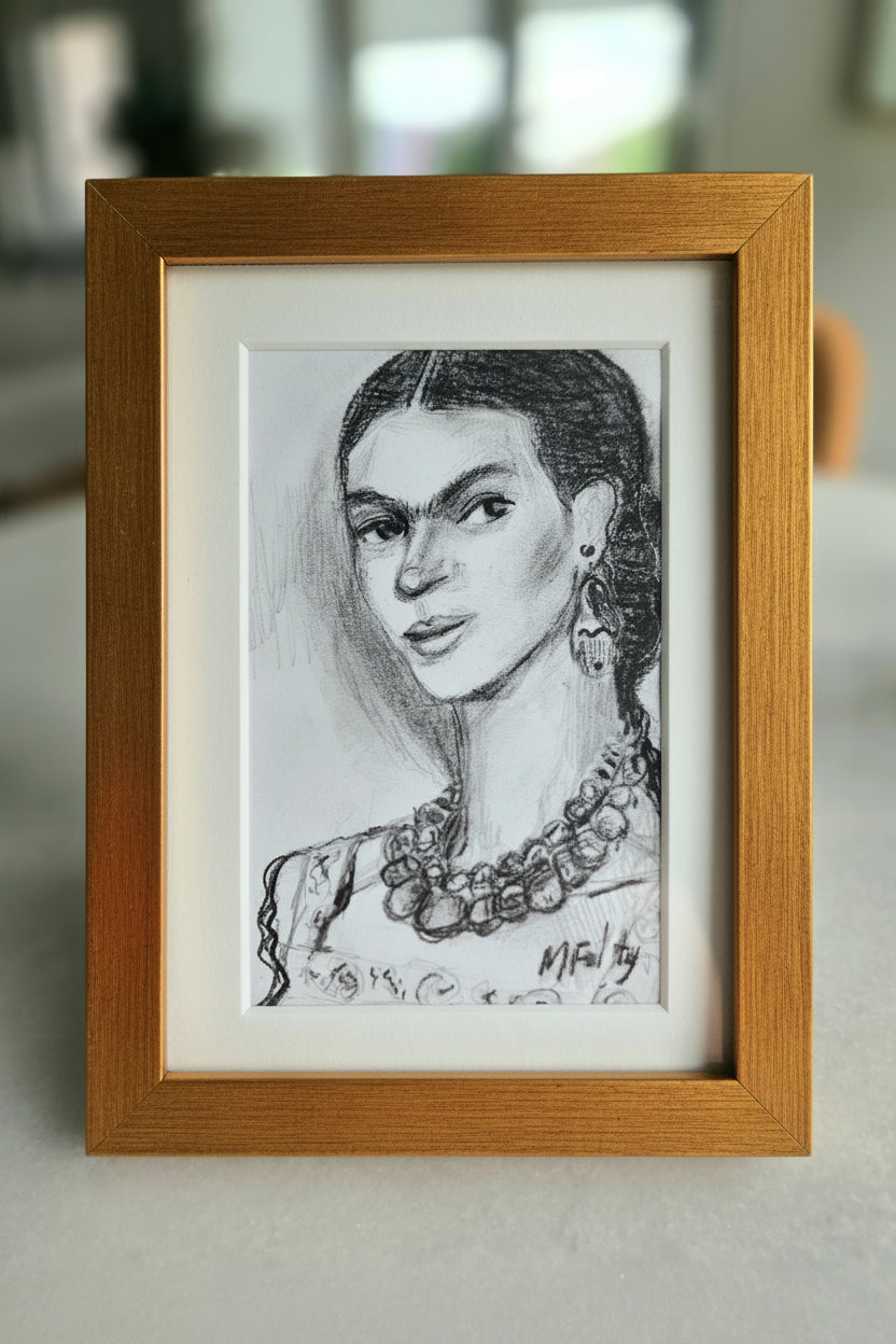 Frida Kahlo "You cant hurt me" 4x6 in Drawing on 96lb paper