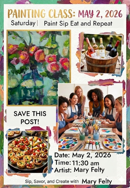 Paint Sip Eat Repeat - Florals in a Vase Painting Class