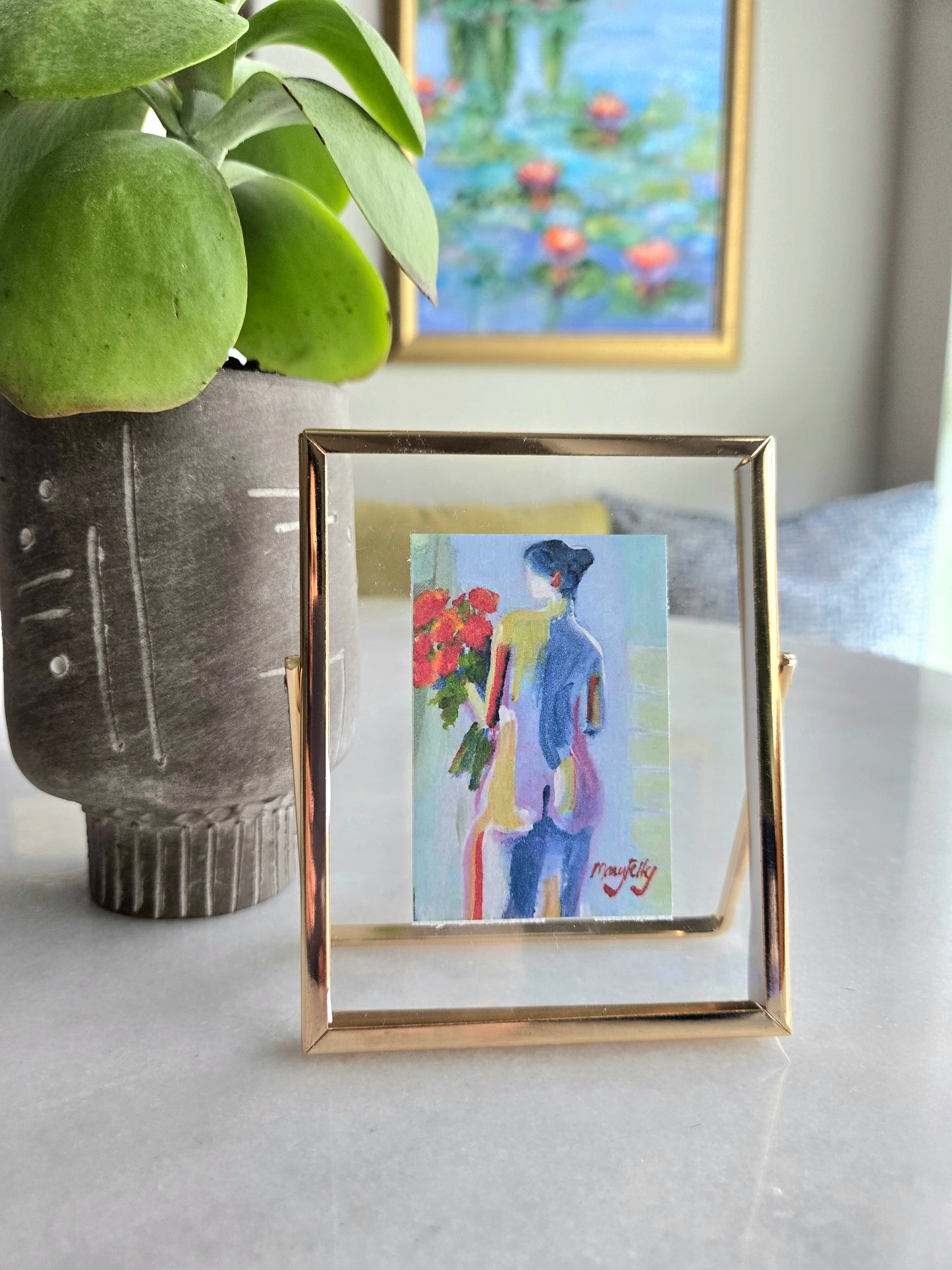 Woman with Flowers "Rosalia" Art Print Framed