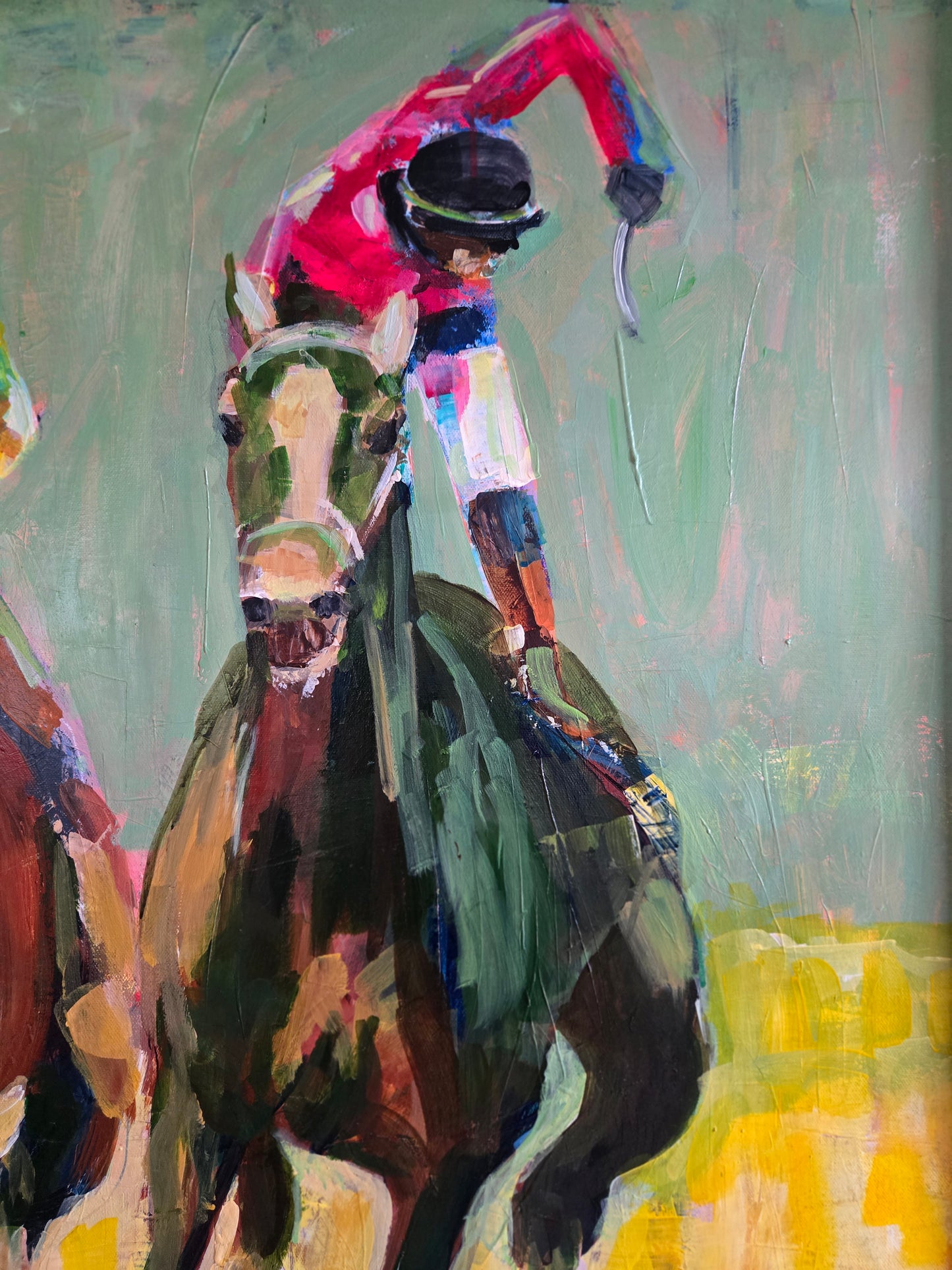 Horse Painting Original - Derby Race with Jockeys