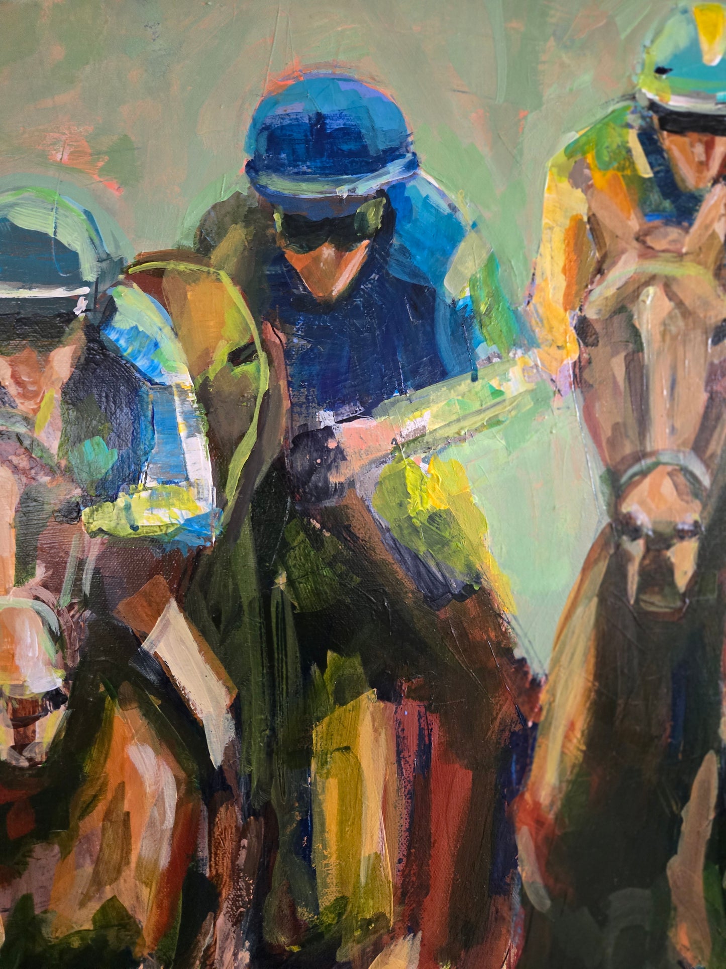 Horse Painting Original - Derby Race with Jockeys
