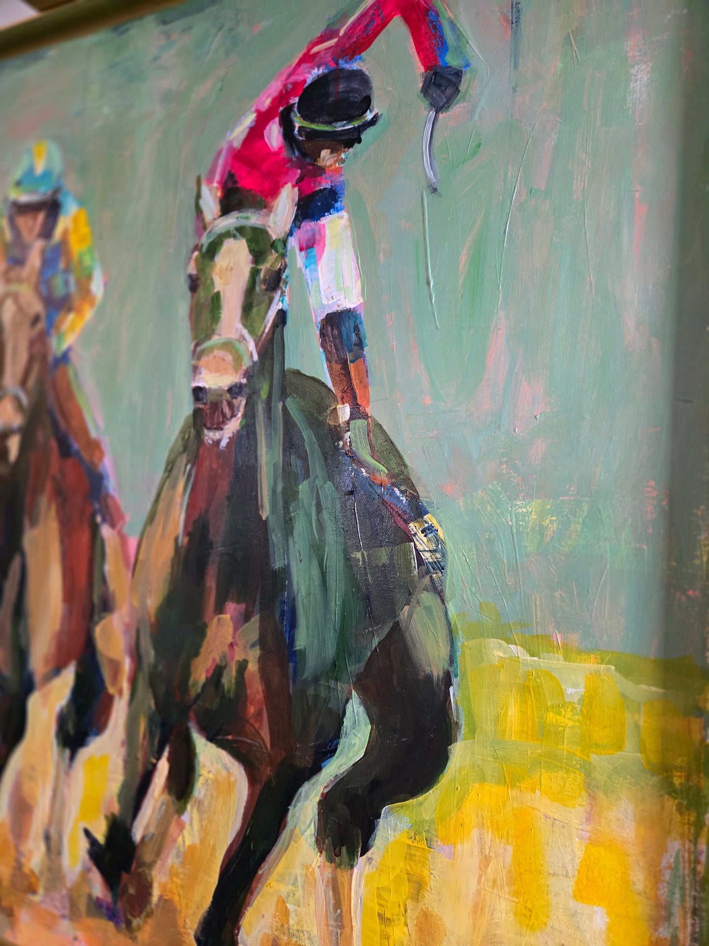 Horse Painting Original - Derby Race with Jockeys