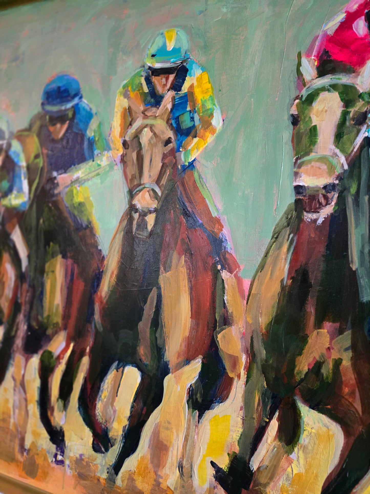 Horse Painting Original - Derby Race with Jockeys