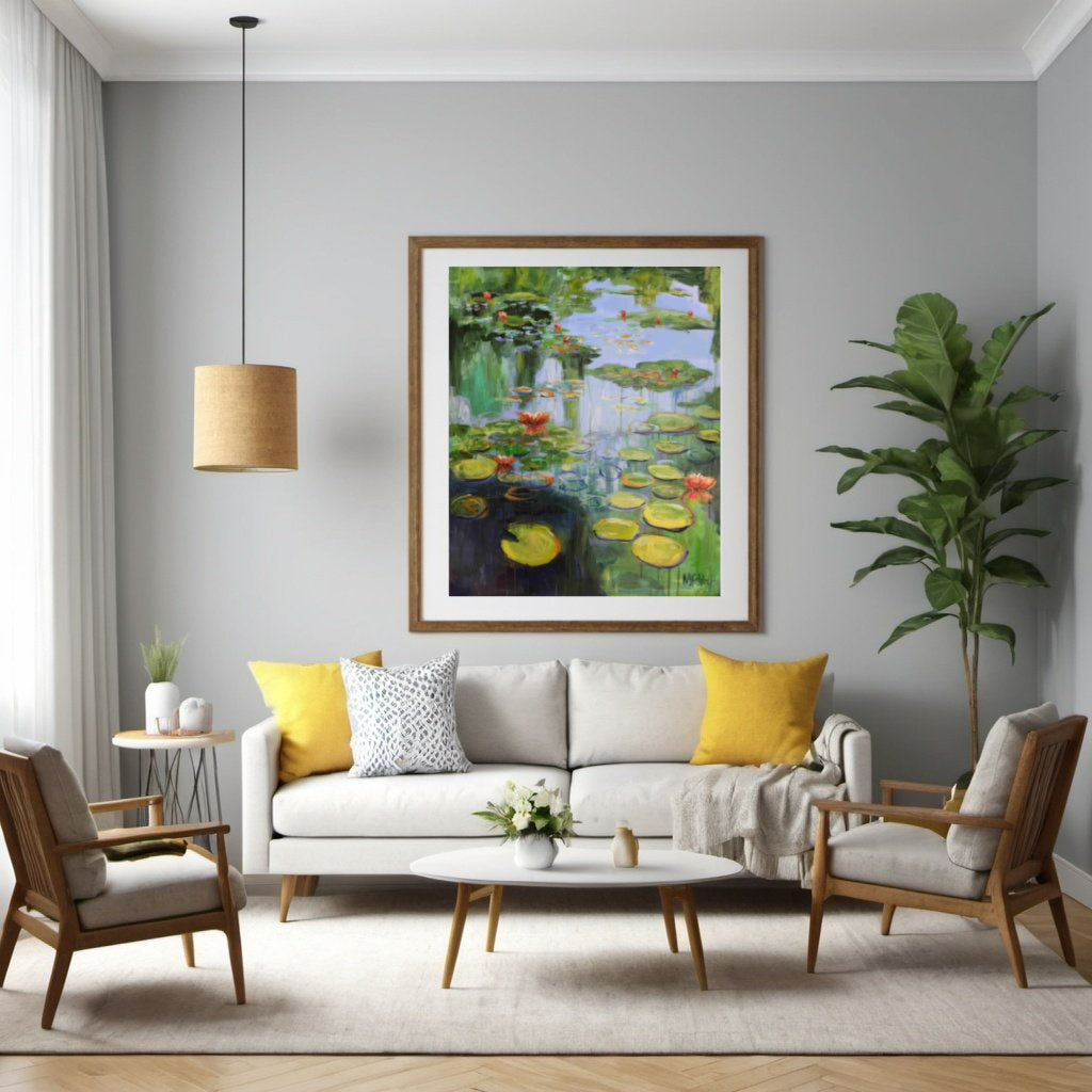 Waterlilies - "Reflections" Waterlily Painting, Waterlily Pond, Lotus Pond, Original Artwork, Nature Artwork