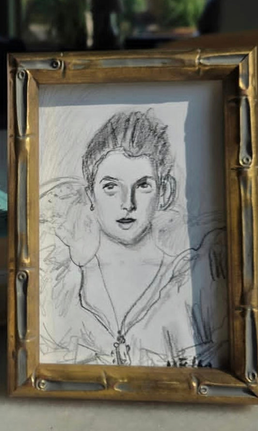 "Young Lady Agnew" 4x6 in Charcoal Drawing of Young Woman on 96lb paper