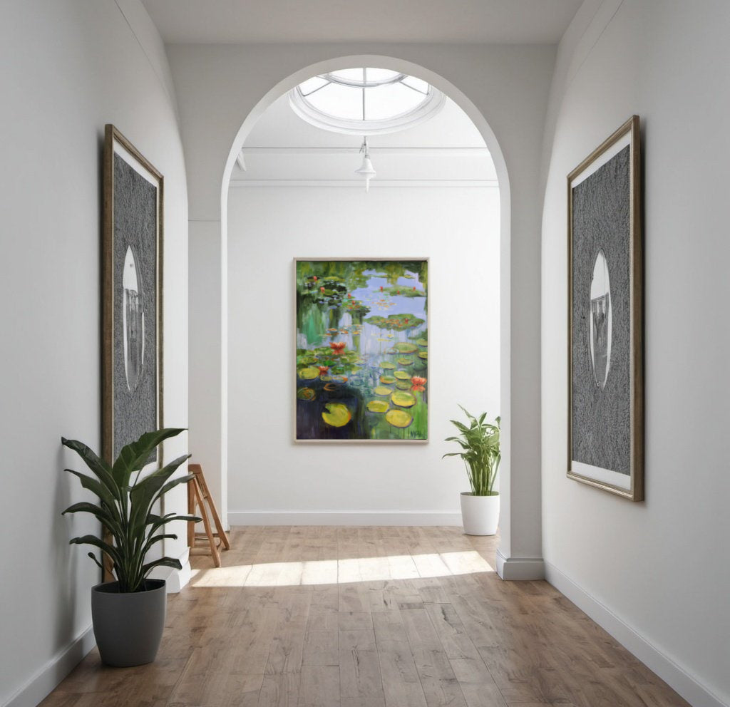 Waterlilies - "Reflections" Waterlily Painting, Waterlily Pond, Lotus Pond, Original Artwork, Nature Artwork