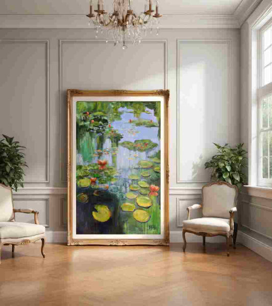 Waterlilies - "Reflections" Waterlily Painting, Waterlily Pond, Lotus Pond, Original Artwork, Nature Artwork